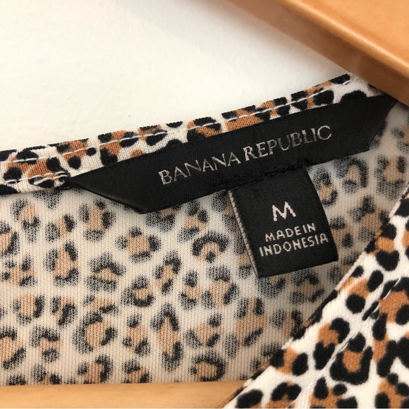 Banana Republic Leopard Print Fit and Flare Front Slit L/S MIDI Dress Sz M - Picture 4 of 16